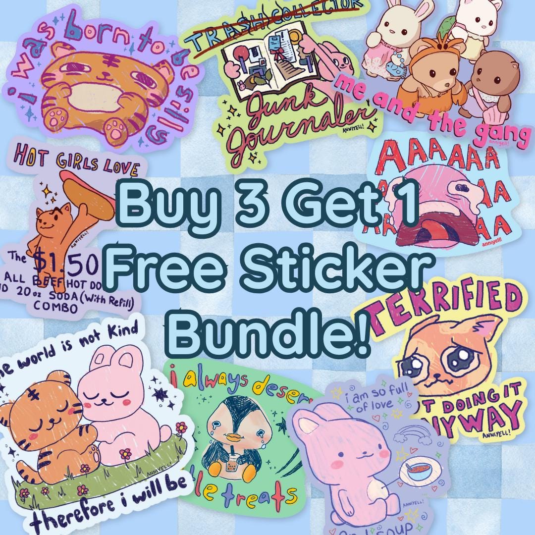 Furdtk Sticker Buy 3 Get 1 Free Sticker Bundle! (pack of 4) Waterproof Vinyl Stickers ...
