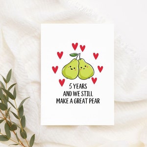 Carta pera perfetta stampabile Download istantaneo Carta divertente per l'anniversario di 5 anni Carta per l'anniversario del gioco di parole Carta del quinto anniversario per lui o lei
