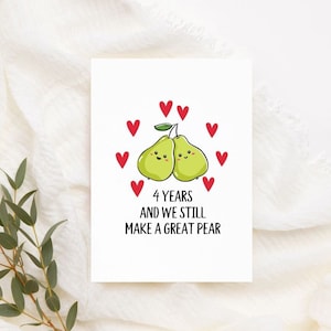 Tarjeta de pera perfecta imprimible Descarga instantánea Tarjeta de aniversario divertida de 4 años Tarjeta de aniversario de Pun Tarjeta de aniversario para él o ella