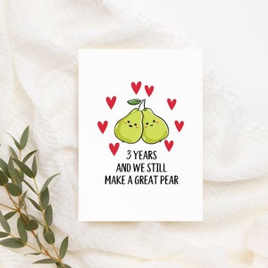 Afdrukbare Perfect Pear Card Instant Download Grappige 3-jarig jubileumkaart Woordspeling Verjaardagskaart Derde verjaardagskaart voor hem of haar