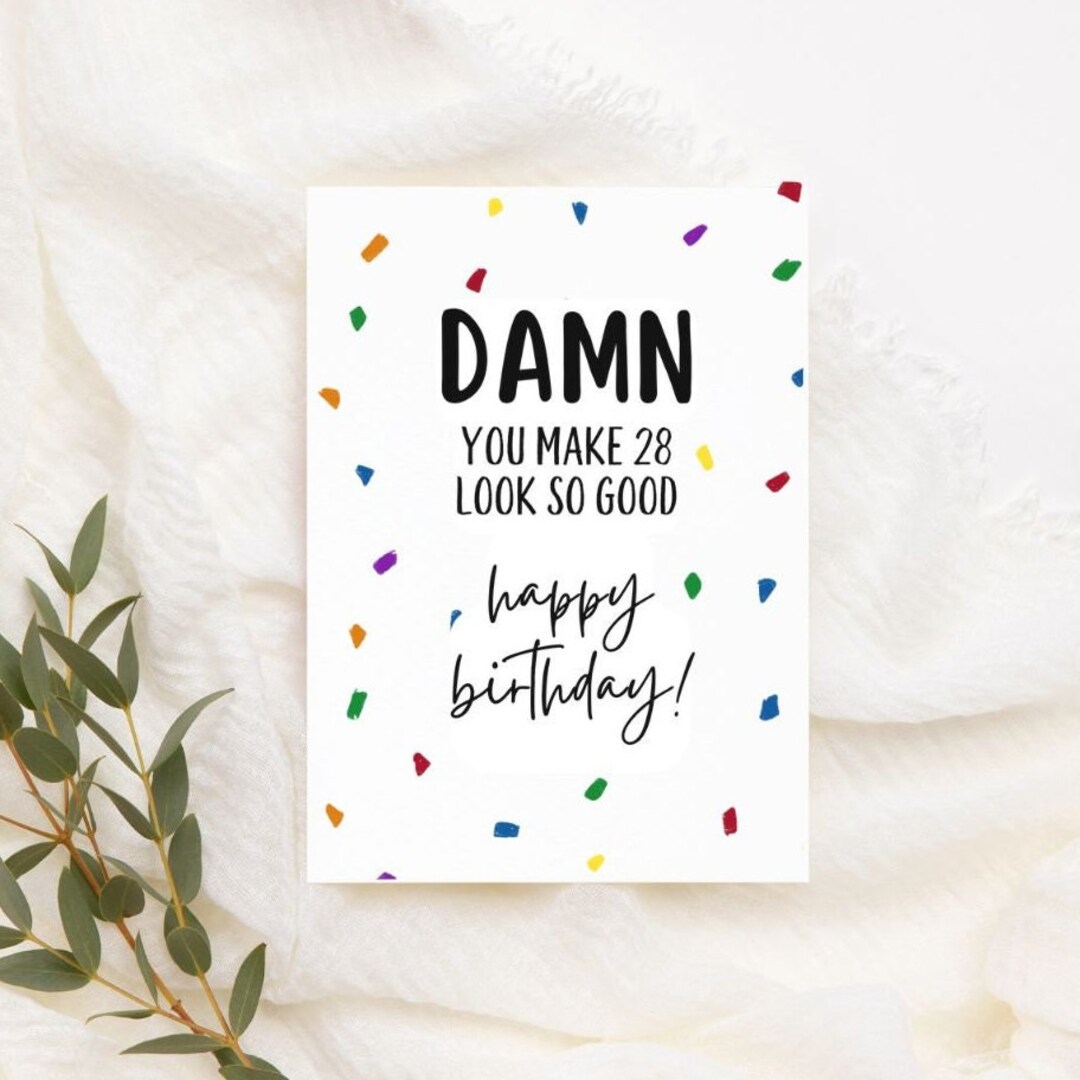 Printable 28th Birthday Card | Instant Download | Funny Birthday Card ...