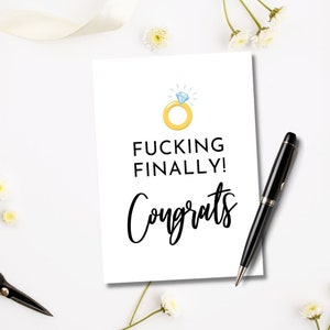 Printable Fucking Finally Card | Funny Engagement Card For Her | About Time Card | Dirty Card | Congratulations Card | Bride Card