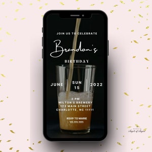 Beer Birthday Video Invitation Template Editable Brewery Invite Instant Download Template Men Invitation Canva Template Birthday for Her Him