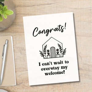 Printable Can't Wait To Overstay My Welcome Card | Lustige Glückwunschkarte | Neue Home Karte | Einzugskarte | Hausbesitzer Karte