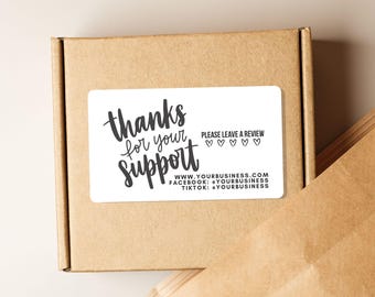 Thank You Stickers for Small Business Packaging Custom Please Leave a Review Label Social Media Handles Included Custom Business Sticker