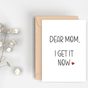 Biglietto stampabile cara mamma, lo capisco adesso, download istantaneo, biglietto mamma divertente, download digitale, biglietto compleanno mamma, biglietto festa della mamma, amore