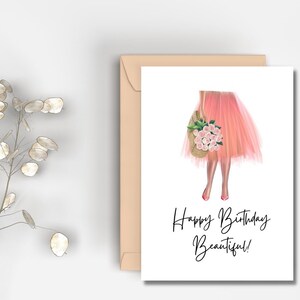 Druckbare Happy Birthday Schöne Karte | Sofort Download | Girly Geburtstagskarte | Rosa Tüllrock Karte | Geburtstag für Sie |