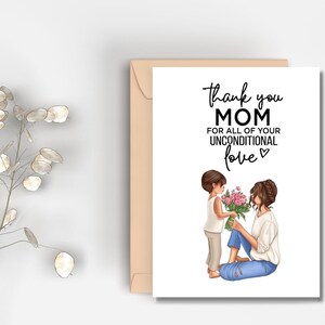 Printable Danke Mama für all Ihre Liebe Karte | Sofortdownload | Mutter & Sohn Karte | Muttertagsgeschenk | Mama Geburtstag