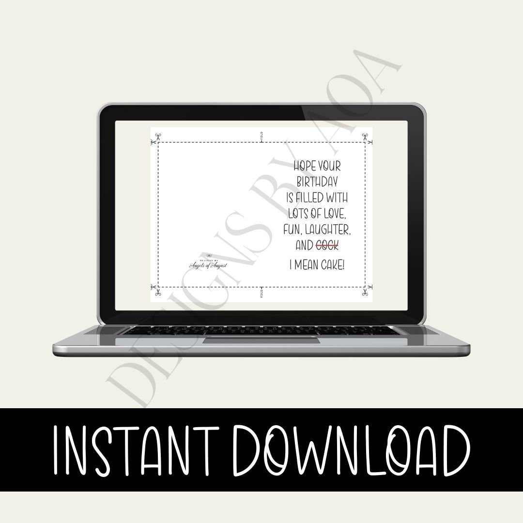 Printable Birthday Card Instant Download Funny Birthday Card Digital ...