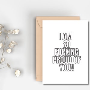 Afdrukbare ik ben zo trots op je kaart | Direct downloaden | Grappige kaart | Gefeliciteerd kaart | Prestatiegeschenk | Afstuderen | Nieuwe baan