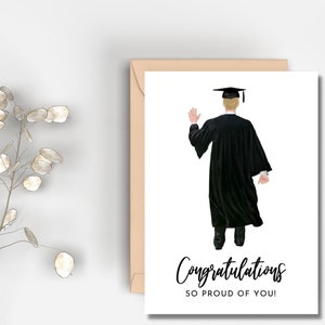 Printable Congratulations Graduation Card | Instant Download | 2022 Graduation Card | Graduation Gift | Cap and Gown Card | Men Graduation