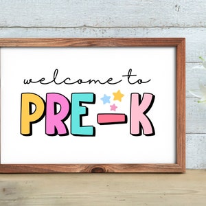 Printable Welcome To Kindergarten Sign Colorful Classroom Sign Kindergarten Grade Classroom Decor Classroom Welcome Back To School Poster