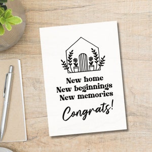 Carte imprimable New Home New Beginnings New Memories | Nouvelle carte d'accueil | Carte de réchauffement de la maison | Carte de propriétaire | Carte de félicitations | Carte de clôture