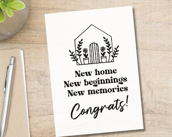 Printable New Home New Beginnings New Memories Card | New Home Card | House Warming Card | Homeowners Card | Congrats Card | Closing Card