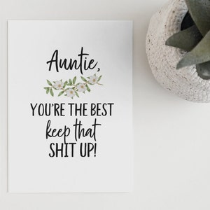 Printable You're The Best Tante Karte | Sofort Download | Lustige Tante Karte | Digitaler Download | Geburtstagskarte für Tante | Geburtstagskarte für Sie