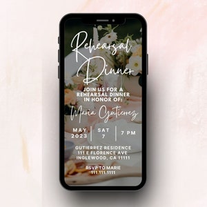 Rehearsal Digital Invitation | Canva Editable Template | Floral Dinner Party Invitation | Rehearsal Invitation | Wedding Rehearsal Dinner