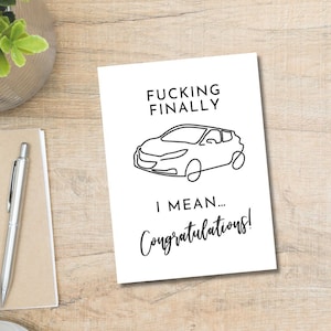 Druckbare Fucking Endlich Karte | Sofort Download | Neuwagen Karte | Fahrzeugkarte | Karte Für Sie Ihn | Ein neues Auto gekauft | Lustige neue Auto Karte