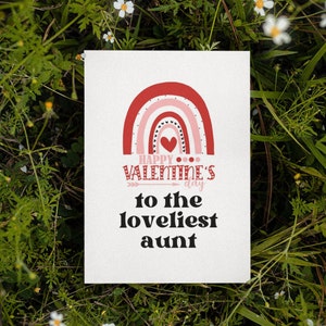 Tarjeta de San Valentín imprimible para tía / Descarga instantánea / Tarjeta arco iris / Tarjeta para ella / Tarjeta feliz del día de San Valentín / Tarjeta de tía linda
