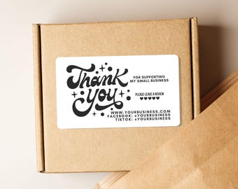 Thank You Stickers for Small Business Packaging Custom Please Leave a Review Label Social Media Handles Included Custom Business Sticker