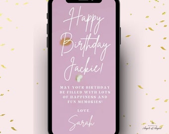 Rosa Gold Konfetti Geburtstagswünsche Video Vorlage Editierbare Vorlage Sofortiger Download Canva Vorlage Alles Gute zum Geburtstag Video Karte Karte für Sie