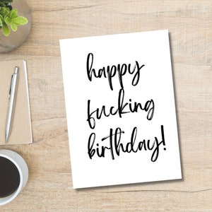 Wydrukuj Kartkę urodzinową Happy Fucking | Natychmiastowe pobranie | Minimalistyczna kartka urodzinowa | Kartka urodzinowa | Kartka dla niej i dla niego | Kartka kocham cię