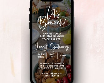 Let's Brunch Birthday Digital Invitation | Editable Canva Template | Instant Download | Birthday Brunch Party Invite | Birthday Party Evite