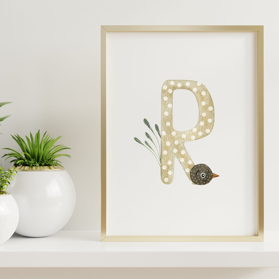 Boho Neutral Letter R Print | First Initial | Monogram Nursery Wall ...