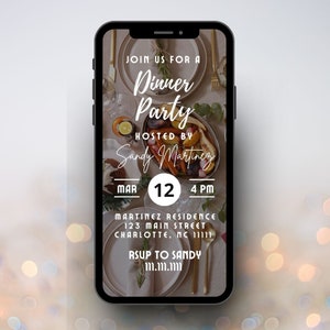 Dinner Party Digital Invitation Template | Editable Canva Template | Dinner Invitation | Birthday Dinner Party E-vite | Dinner Invite