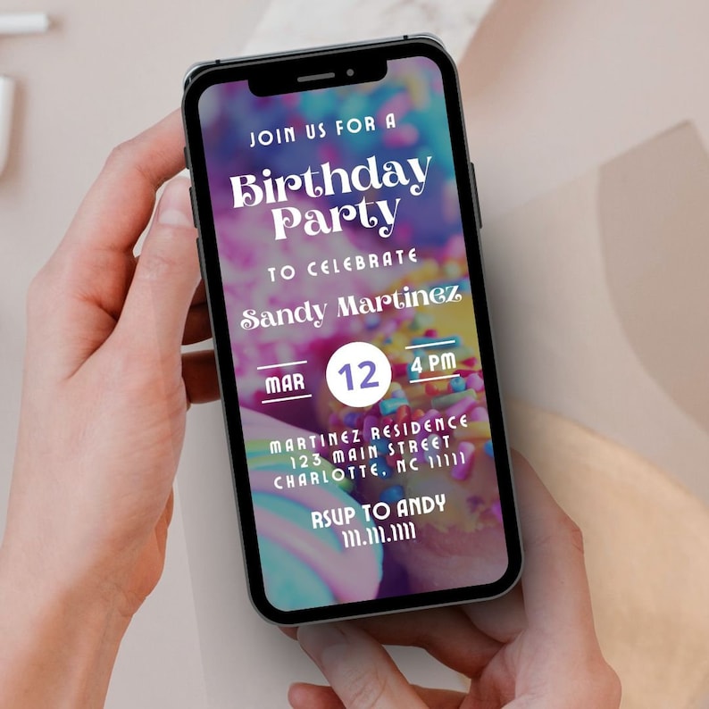 Birthday Party Digital Invitation Template Editable Canva Template