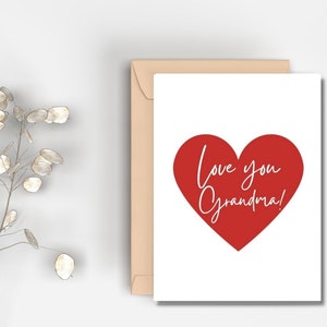 imprimível te amo cartão da avó | Download instantâneo digital | cartão da avó | Cartão feliz do dia das mães | Cartão Eu te amo vovó