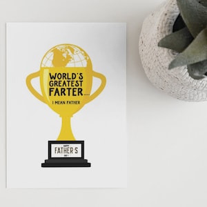 Printable Worlds Greatest Farter Card | Instant Download | Funny Father&#39;s Day Card | Card For Dad | Sarcastic Birthday | Dad Card