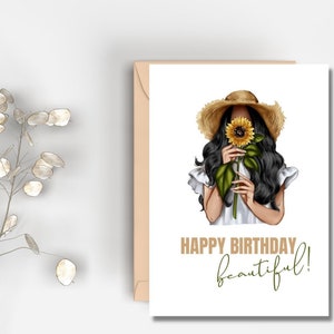 Druckbare Happy Birthday Schöne Karte | Sofort Download | Boho Geburtstagskarte | Sonnenblumen Karte | Geburtstag für Sie | Geburtstagskarte für Frauen