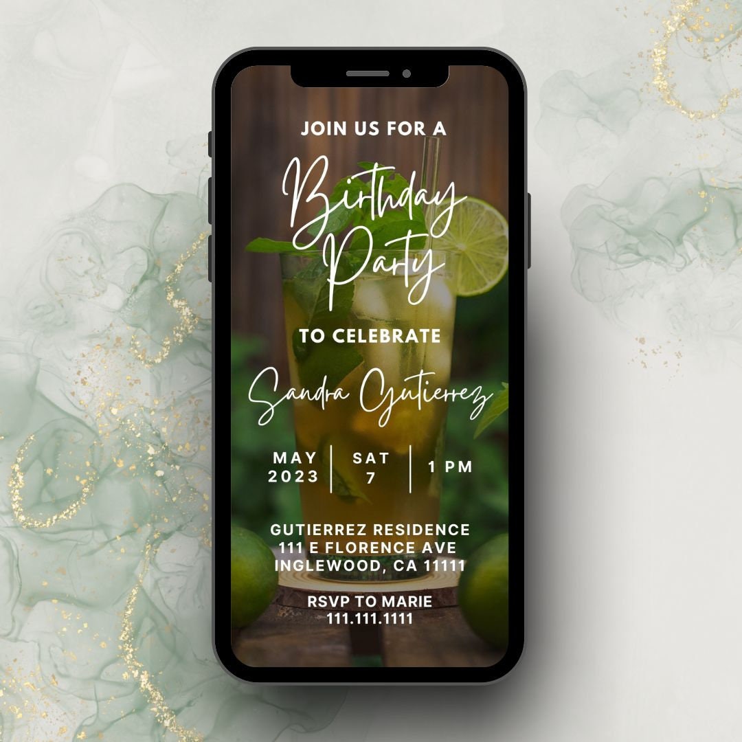 Birthday Party Digital Invitation Template Editable Canva Template