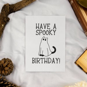 imprimable Une carte d'anniversaire effrayante | Téléchargement instantané | carte d'anniversaire | carte d'anniversaire fantôme de chat | Carte drôle pour elle, lui | Carte d'Halloween