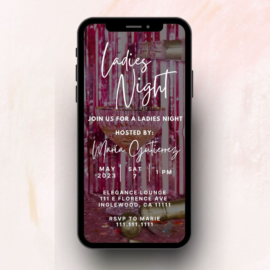 Ladies Night Digital Invitation | Editable Canva Template | Instant ...
