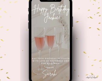 Champagner Geburtstag Wünsche Video Vorlage Editierbare Vorlage Sofortiger Download Canva Vorlage Alles Gute zum Geburtstag Video Karte Karte für Sie