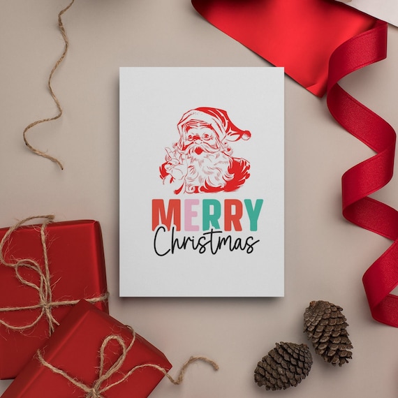 Printable Merry Christmas Card Instant Download Retro - Etsy