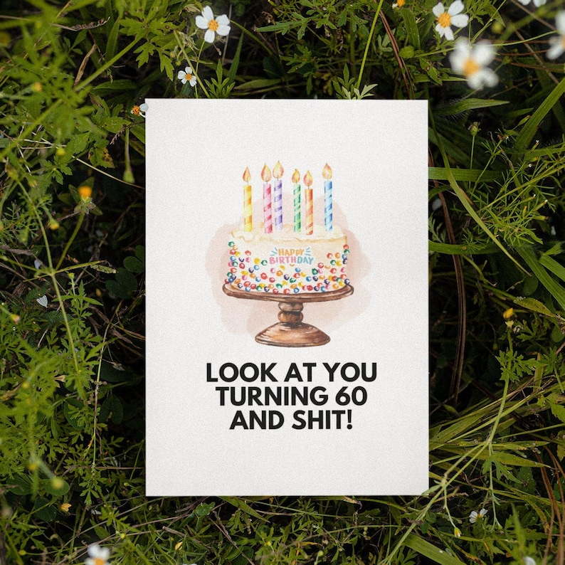 Printable 60th Birthday Card Instant Download Funny Birthday Card ...