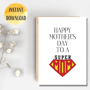 Druckbare Super Mom Muttertagskarte | Sofort Download | Superhelden Karte | Held Muttertagskarte | Mutter Karte | Mutter Geschenk