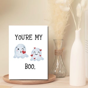 印刷可能な「You're My Boo」カード | すぐにダウンロード | 面白い記念日カード | 誕生日おめでとうカード | 彼女と彼へのカード | 愛してるカード