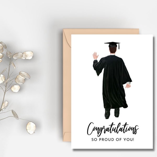 Printable Congratulations Graduation Card | Instant Download | 2022 Graduation Card | Graduation Gift | Cap and Gown Card | Men Graduation