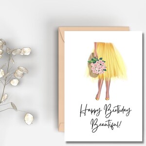 Druckbare Happy Birthday Schöne Karte | Sofort Download | Girly Geburtstagskarte | Gelbe Tüllrock Karte | Geburtstag für Sie |