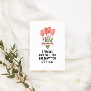 Cartão de dia das mães para impressão Cartão engraçado de dia das mães para download instantâneo Cartão de aniversário para mãe