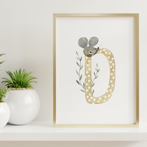 Boho Carta Neutra D Print / First Initial / Monogram Nursery Wall Decor / Polka Dot Letter / Event Initial Letter Sign / Animal Print