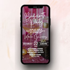 Bachelorette Party Digital Invitation | Editable Canva Template | Instant Download | Girls Night E-vite | Pink Champagne Invitation