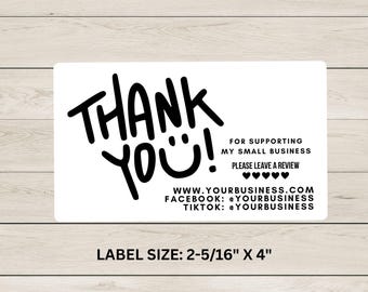 Thank You Stickers for Small Business Packaging Custom Please Leave a Review Label Social Media Handles Included Custom Business Sticker