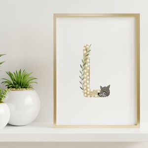 Boho Carta Neutra L Print / First Initial / Monogram Nursery Wall Decor / Polka Dot Letter / Event Initial Letter Sign / Animal Print