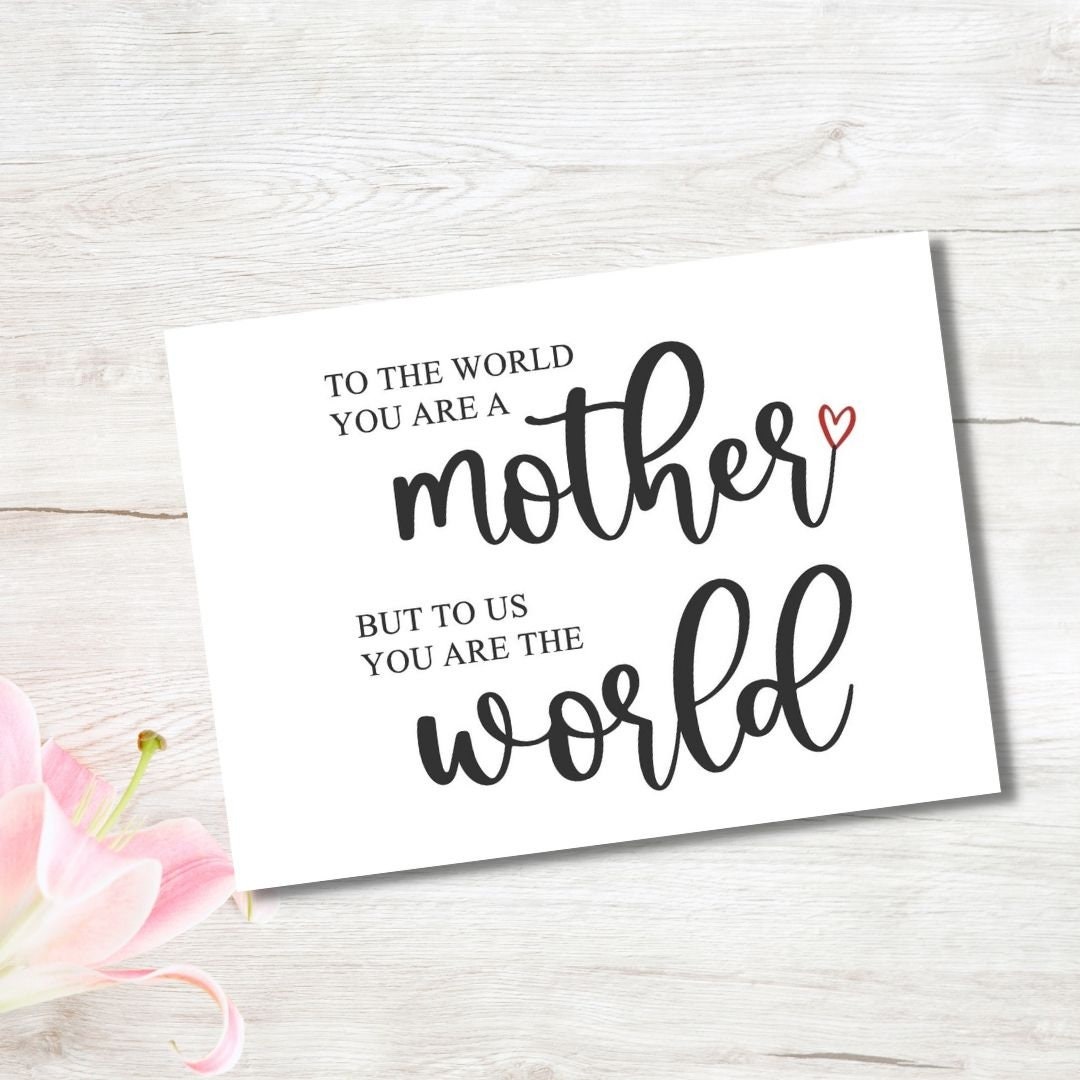 Printable You Are the World to Us Card | Instant Download | Mom Card ...