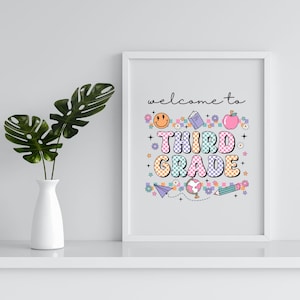 Printable Welcome To Third Grade Sign Colorful Classroom Sign Third Grade Classroom Decor Classroom Welcome Back To School Poster