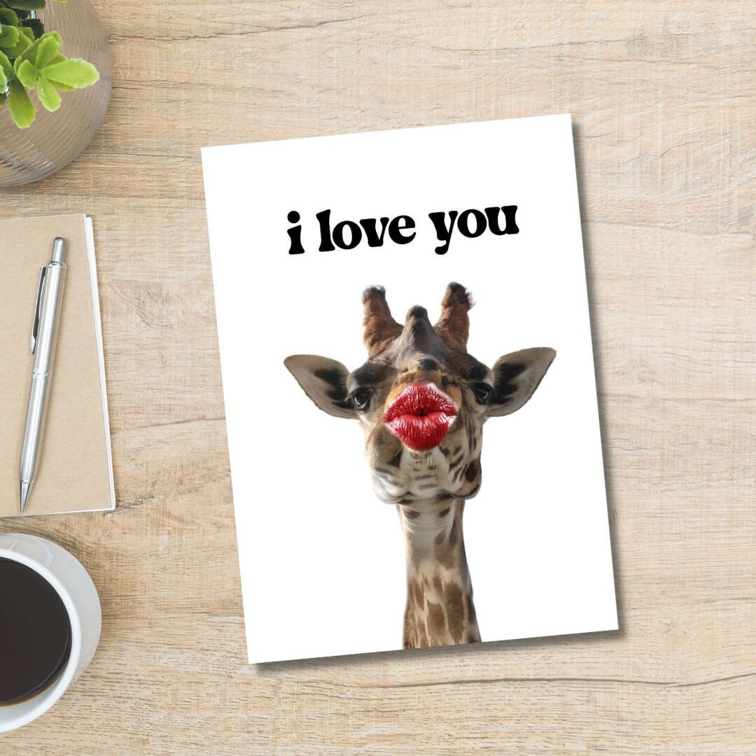 Printable I Love You Giraffe Card Instant Download Animal - Etsy